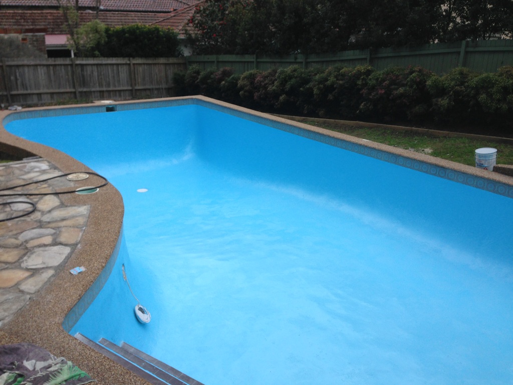 North Bondi pool without water painted with Luxapool epoxy pacific blue