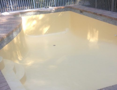 Domestic pool painted with LUXAPOOL® Epoxy pool Paint in Riversand colour before pool is filled with water