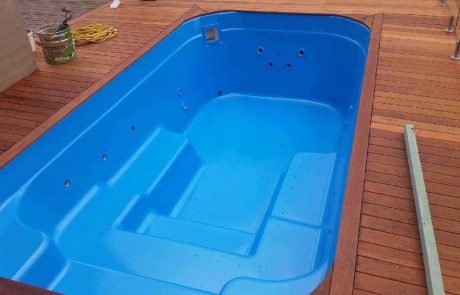 residential pool resurfaced in LUXAPOOL Adriatic epoxy pool paint