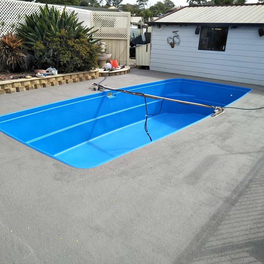 Pool surrounds renovated over Pebblecrete with LUXAPOOL Poolside & Paving in Winter Brown