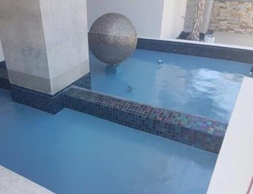 Residential fountain in Perth, WA resurfaced in LUXAPOOL® epoxy pool paint in Platinum colour