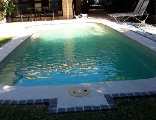 Monica Drunick poolside resurfaced with LUXAPOOL Poolside and Paving Merino