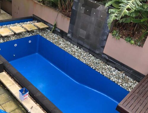 Domestic pool painted with LUXAPOOL® Epoxy pool paint in Devonport colour