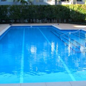 Apartment pool resurfaced in LUXAPOOL Epoxy Mid Blue 