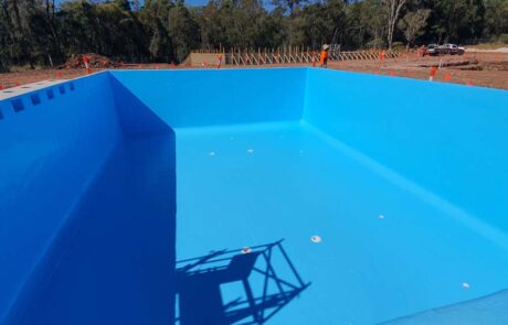 Pool painted in n LUXAPOOL chlorinated rubber in Pacific Blue colour