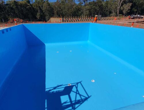 Holey Moley Golfing Game Show Swimming Pool in Brisbane painted by Colvin Todd Pty Ltd with LUXAPOOL® Chlorinated Rubber pool paint in Pacific Blue paint supplied by Crowies Tweed Heads