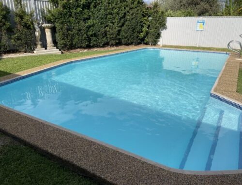 Domestic pool painted with LUXAPOOL Epoxy pool paint in Crestwood colour