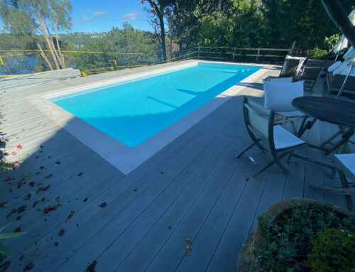 Residential swimming pool resurfaced with LUXAPOOL® Epoxy pool paint in White by My Pool Painter