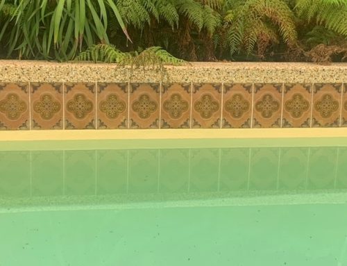 Small concrete pool resurfaced with LUXAPOOL Epoxy pool paint in Riversand colour
