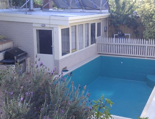 Residential swimming pool painted with LUXAPOOL® Epoxy pool paint in Atlantis colour, before being filled with water