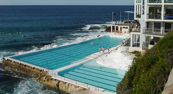 Bondi Icebergs ocean pool in Bondi, NSW, painted with LUXAPOOL Chlorinated Rubber pool paint in White.